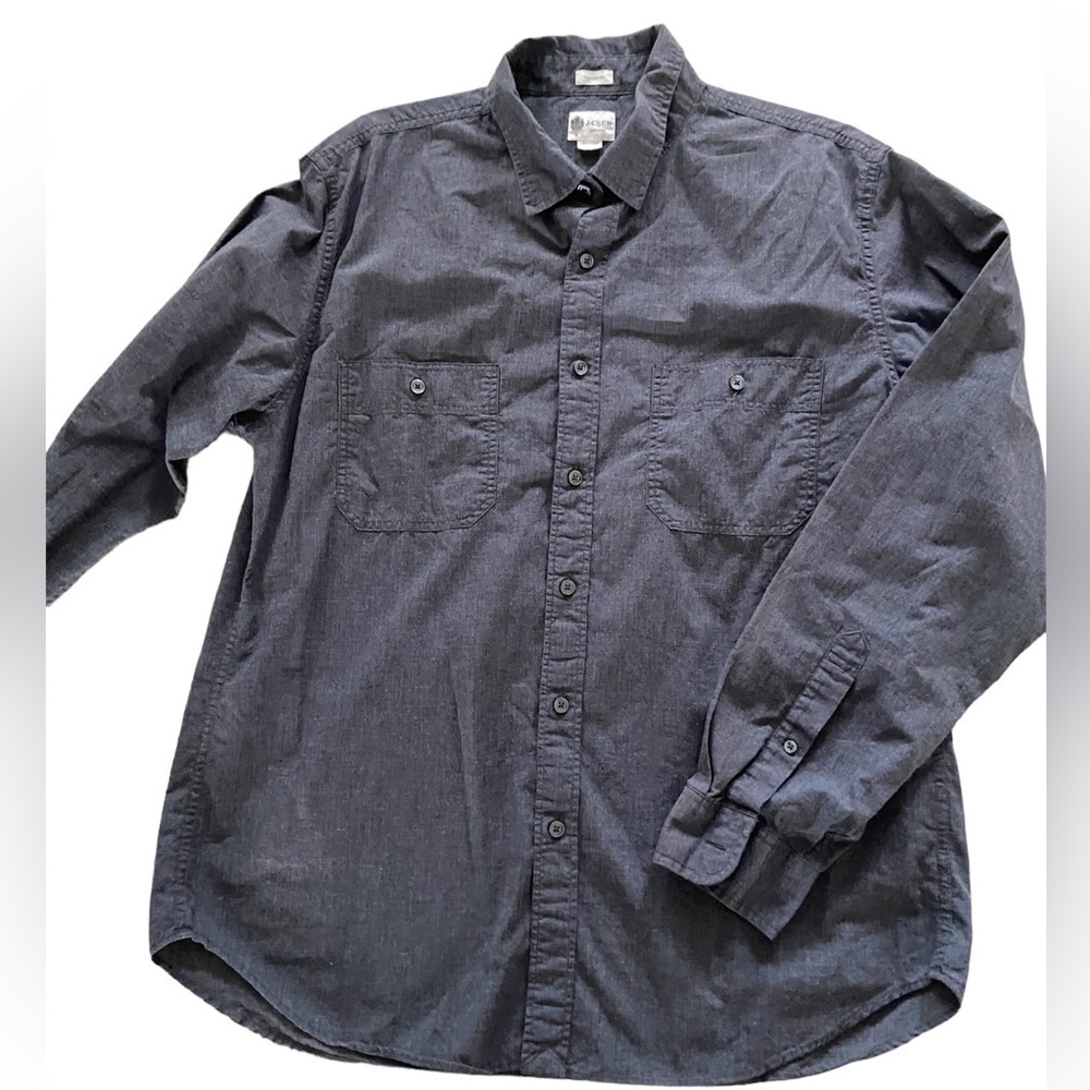 J Crew tailored fit charcoal gray long sleeve shirt size Large